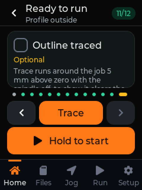 Ready to run checklist at 11 of 12 checks with a Hold to start button
